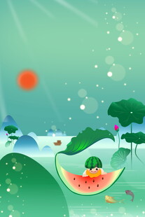 夏日清凉西瓜创意插画