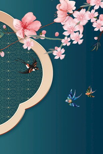 中式花鸟窗景春意盎然