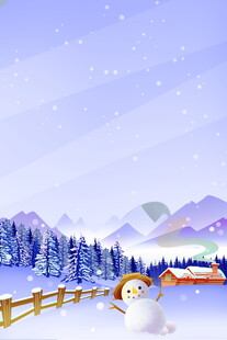 冬日雪景中的可爱雪人