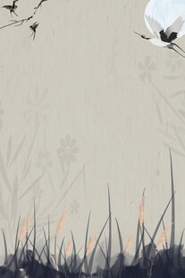 水墨风芦苇飞鸟自然景象