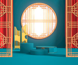 中式古典窗景室内空间