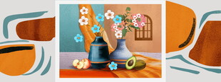 花瓶插花艺术装饰画