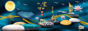 梦幻中秋夜海上诗意景象