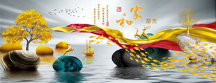创意中式风景画景观摆件艺术图