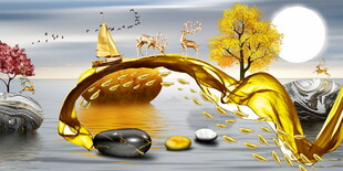 金色流体景观奇幻艺术画面