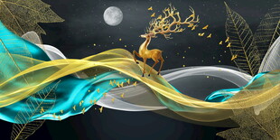 梦幻色彩飘带与神秘元素