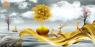 梦幻金秋场景中的灵动元素