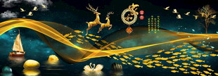 梦幻金色圣诞装饰场景