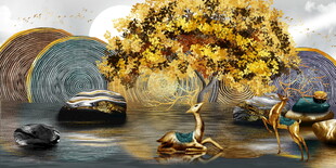 梦幻金色神树奇幻场景