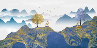 水墨山川间的孤树景致