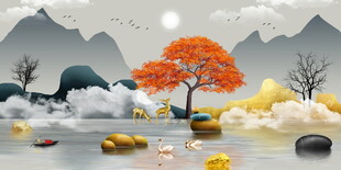 秋日山水间的诗意景致