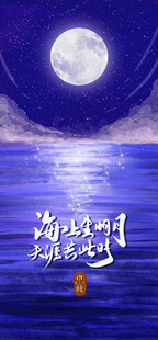 月夜海上孤独的漂浮者