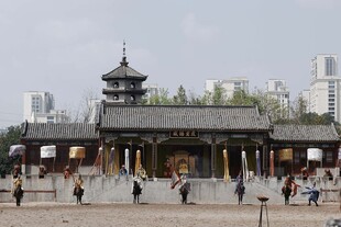 中式古建筑广场场景