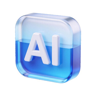 蓝色透明AI图标