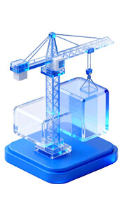 蓝色塔式起重机3D模型