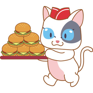 猫咪端汉堡美食