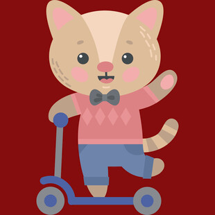 骑滑板车的可爱猫咪