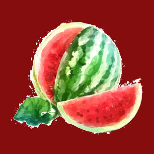 水彩风西瓜插画