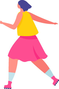 女孩欢快滑旱冰