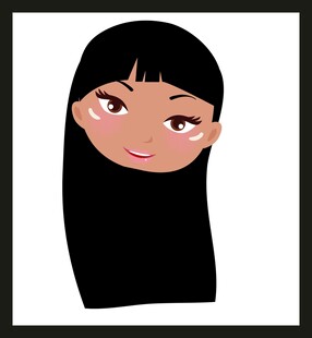 卡通长发女孩头像