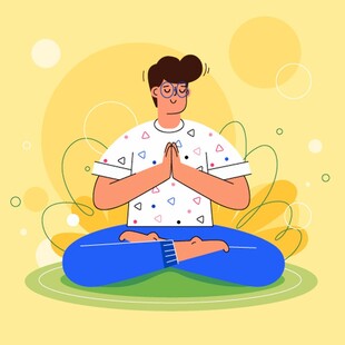 男子盘腿冥想练瑜伽