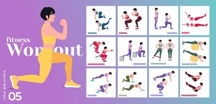 女性健身动作展示图