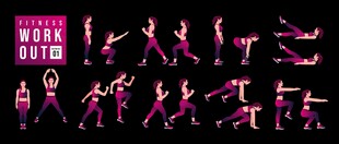 活力女性健身舞蹈姿态展示