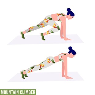 女子做登山者式健身动作
