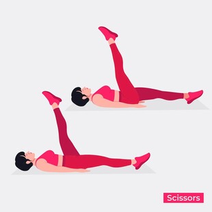 女性仰卧抬腿健身动作