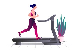 女子跑步机上运动健身