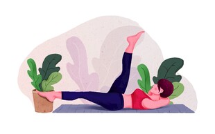 女子惬意地做拉伸运动