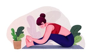 女子专注做瑜伽伸展动作
