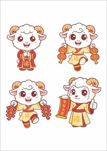可爱羊年卡通形象贺新春