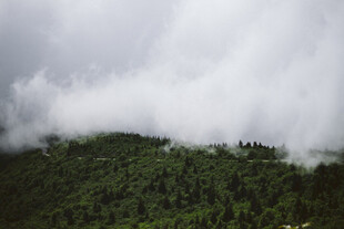 云雾缭绕的翠绿山峦