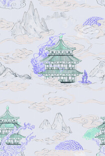 中式山水古建筑图案纹理