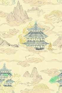 古风山水楼阁插画
