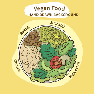 手绘素食美食插画