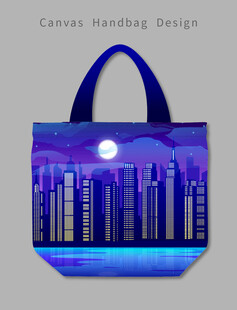 梦幻夜空城市风景手提包