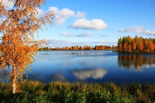 秋日湖畔美景