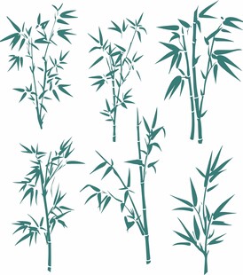 手绘简约风竹子图案集合