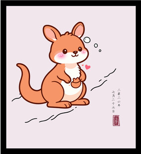 手绘矢量图可爱袋鼠插画萌趣十足
