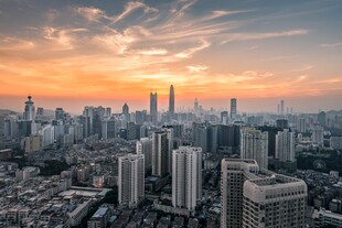 城市日落全景风光