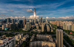 繁华都市天际线俯瞰景观