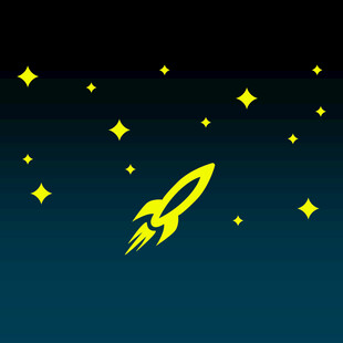 夜空中的火箭与闪烁星星