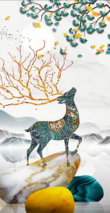 梦幻麋鹿于奇幻自然之境