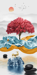 中式水墨风山水意境图