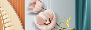 粉色花朵与物件装饰组合