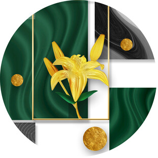 圆形图案中的黄色花卉