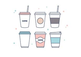 可爱线条风咖啡杯插画