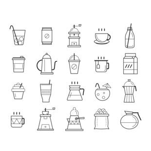 简约饮品与器具图标集